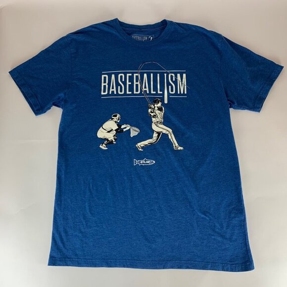 Baseballism x STLHD Blue Short Sleeve Crewneck Shirt Mens Large - Picture 1 of 5